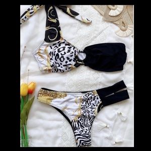 Black and white two piece bikini